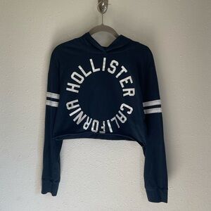 Hollister Long Sleeve Cropped Logo Print Hoodie T-shirt Size XS